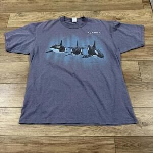 Vintage 90s Orca Killer Whales Alaska Art Nature  Shirt